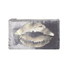 lips pouch - platinum / gunmetal foil