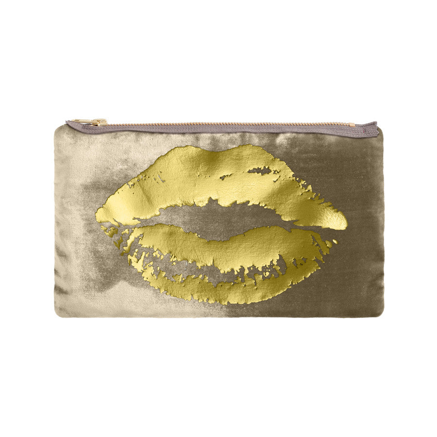 lips pouch - willow / gold foil