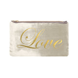 Love Script Pouch - cream / gold foil