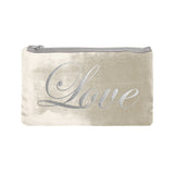 Love Script Pouch - cream / gunmetal foil