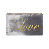 Love Script Pouch - platinum / gold foil