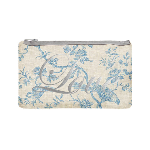 Love Script Pouch - toile / gunmetal foil