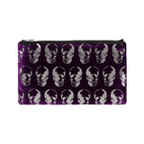 skull print pouch - grape / gunmetal foil