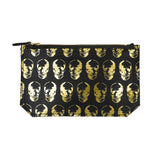 leather skull print pouch - gold foil