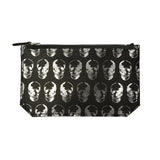 leather skull print pouch - gunmetal foil