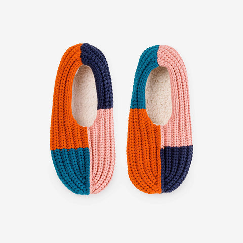 Quattro Ribbed Slippers | Navy-Flame