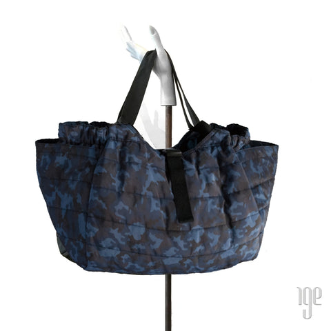 Quilted Carry All Tote | Camo Blue • Black