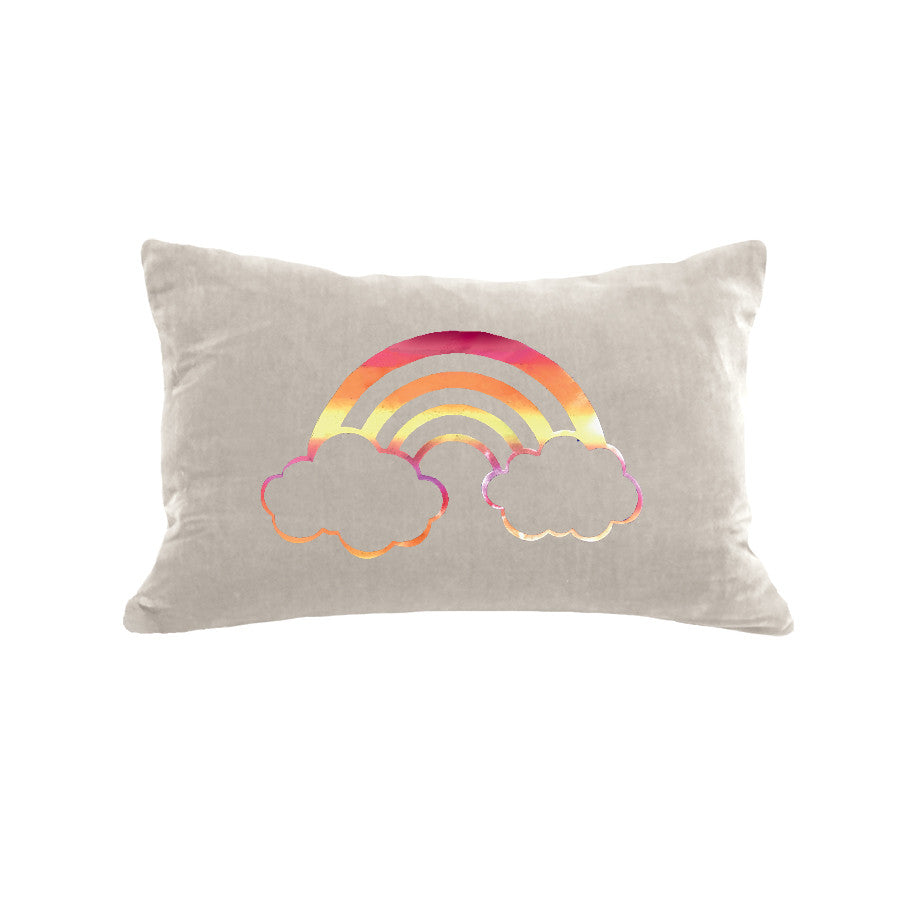 Rainbow Pillow - cream / rainbow pink foil