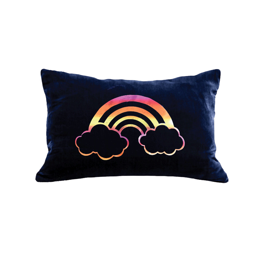 Rainbow Pillow - navy / rainbow pink foil