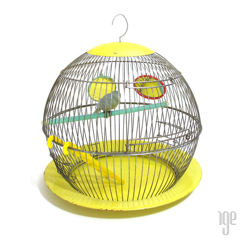 50s Hollywood Regency Bird Cage with Pedestal Stand