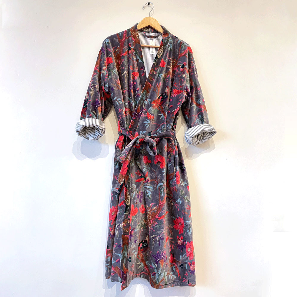 Bohemian Print Cotton Velvet Robe