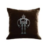 Robot Pillow - chocolate / gunmetal foil