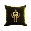 Robot Pillow - forest green / gold foil