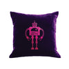 Robot Pillow - grape / hot pink foil