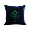 Robot Pillow - navy / green foil