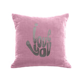 I Love You Pillow - antique pink / gunmetal foil