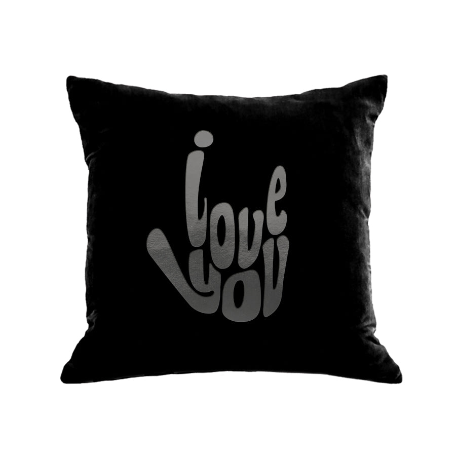 I Love You Pillow - black / gunmetal foil