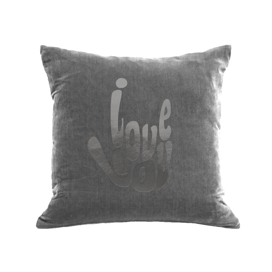 I Love You Pillow - platinum / gunmetal foil