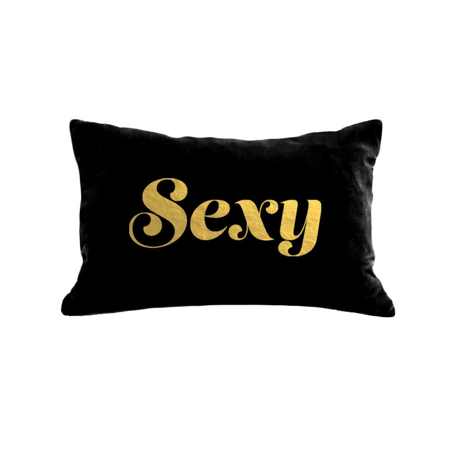 Sexy Pillow - black / gold foil / 12 x 18"