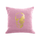 Skull Pillow - antique pink / gold foil