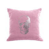 Skull Pillow - antique pink / gunmetal foil