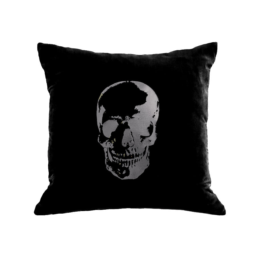 Skull Pillow - black / gunmetal foil