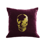 Skull Pillow - berry / gold foil