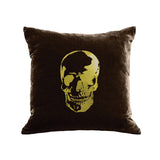 Skull Pillow - chocolate / gold foil