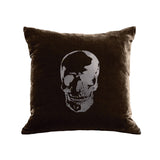 Skull Pillow - chocolate / gunmetal foil