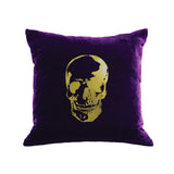 Skull Pillow - grape / gold foil