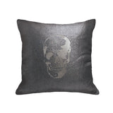 Skull Pillow - linen black / gunmetal foil