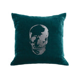 Skull Pillow - teal / gunmetal foil