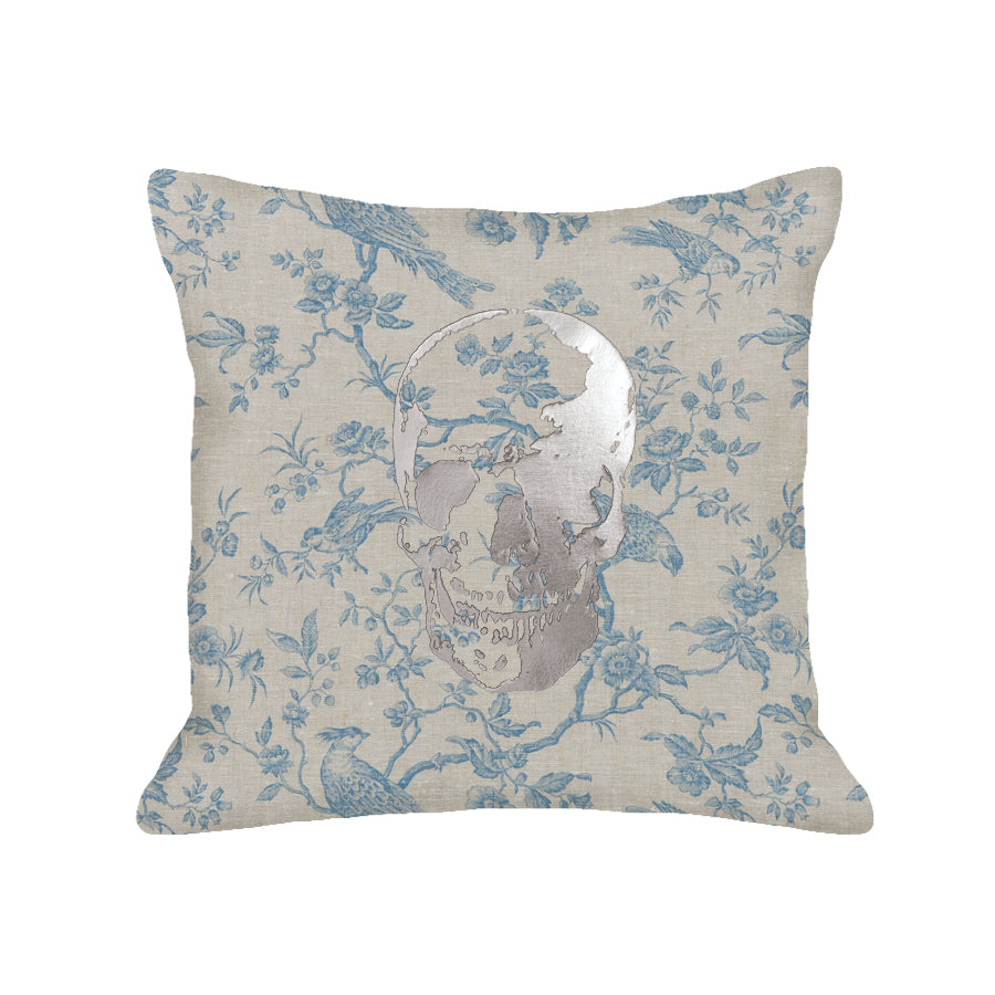 Skull Pillow - toile / gunmetal foil