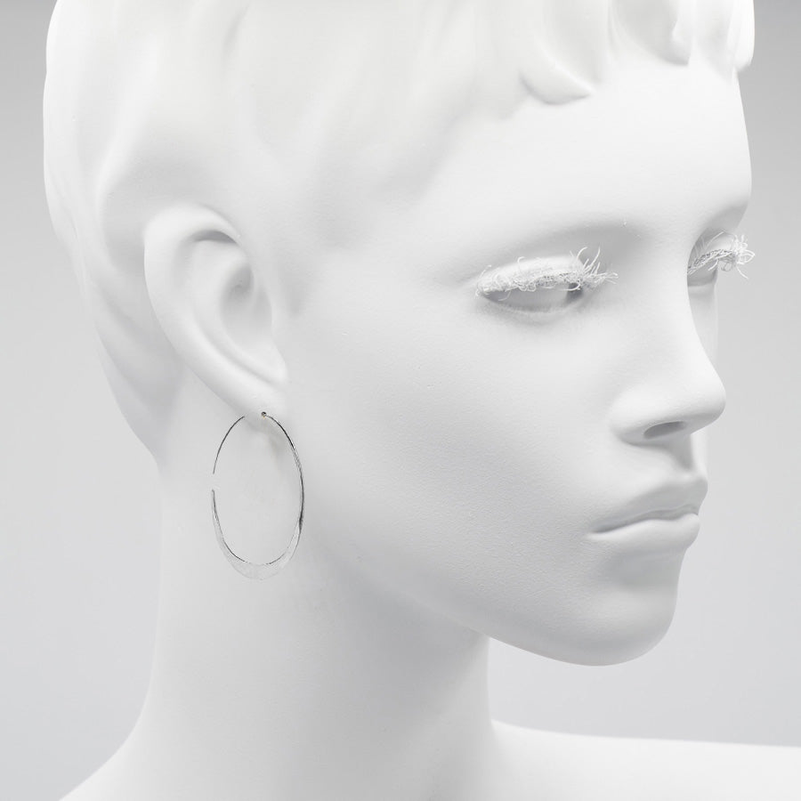 Chrome Tapered Hoop Earrings