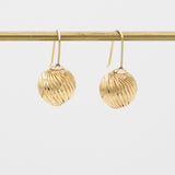 Vintage Spiral Gold Ball Drop Earrings