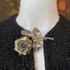 Vintage Sterling Silver Rose Brooch