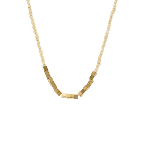 Paper & Brass Bead Necklace | Ivory