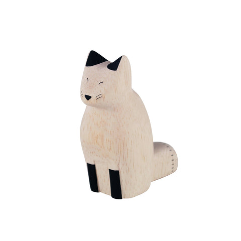 Handmade Japanese Wooden Figurine | Striped Cat