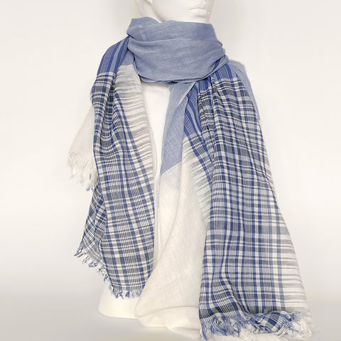 Tartan Ikat Cotton Scarf