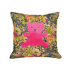 Teddy Bear Pillow - dark floral / hot pink foil