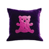Teddy Bear Pillow - grape / hot pink foil