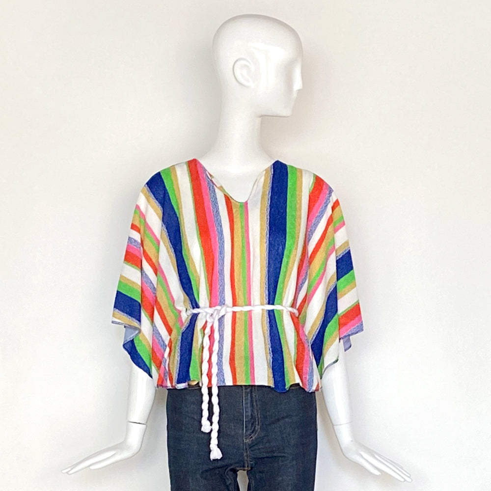 60s Terry Cloth Striped Pullover Top