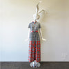 1960's Clover Print Toni Todd Mandarin Collar Maxi Dress