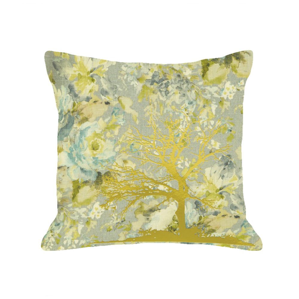 Tree Pillow - light floral / gold foil