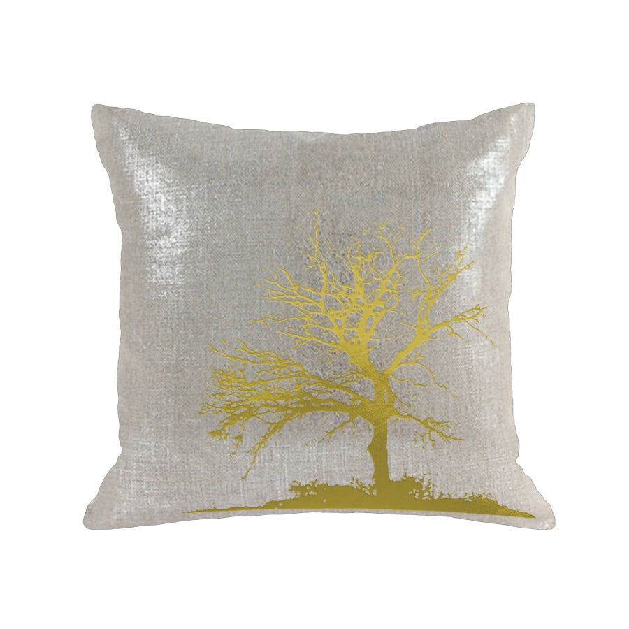 Tree Pillow - oatmeal linen / gold foil