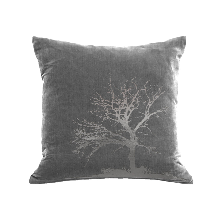 Tree Pillow - platinum / gunmetal foil