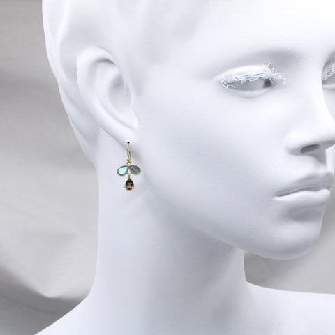 Petite Horizontal Oval Earring | Blue Topaz