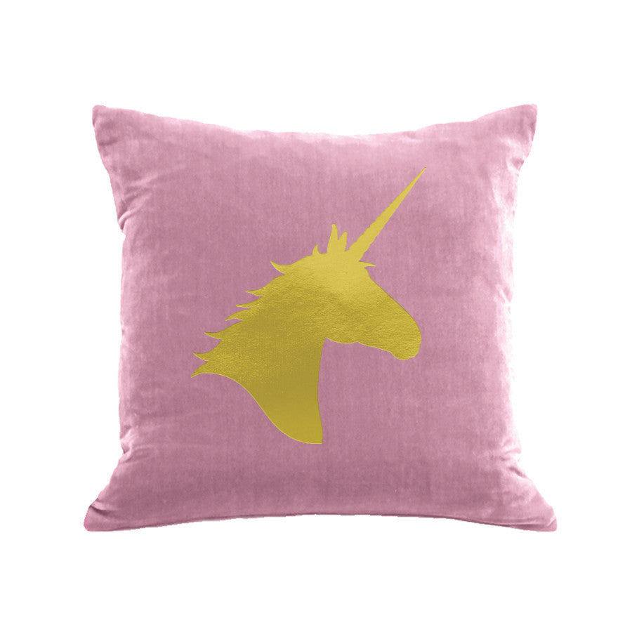 Unicorn Pillow - antique pink / gold foil