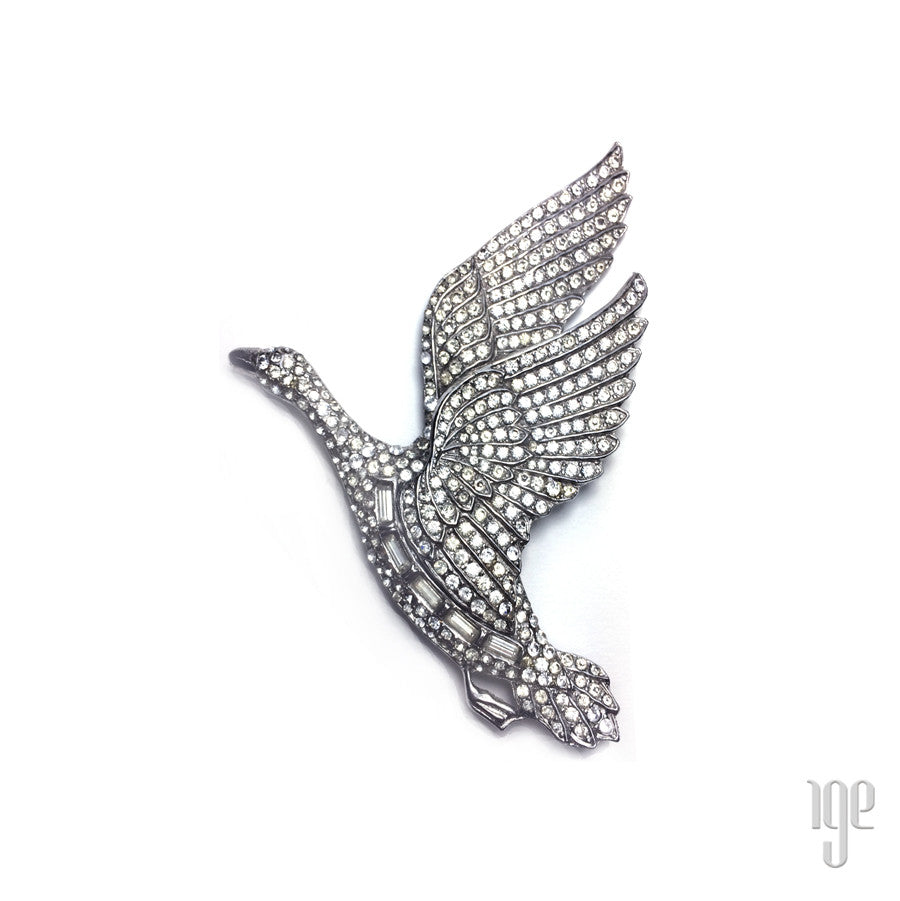 Vintage Rhinestone Bird Pin