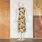 1970s Abstract Floral Print Maxi Dress